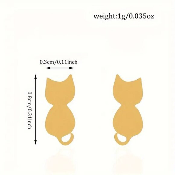 Set (3) pair Stainless Steel KITTY CAT Stud Earrings - Picture 9 of 9